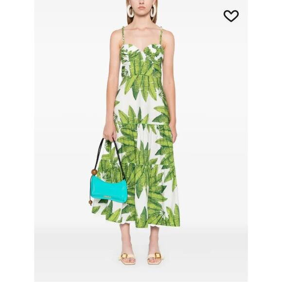 FARM Rio Green White Spaghetti Strap Maxi Sundress size xl nwt - Picture 10 of 11